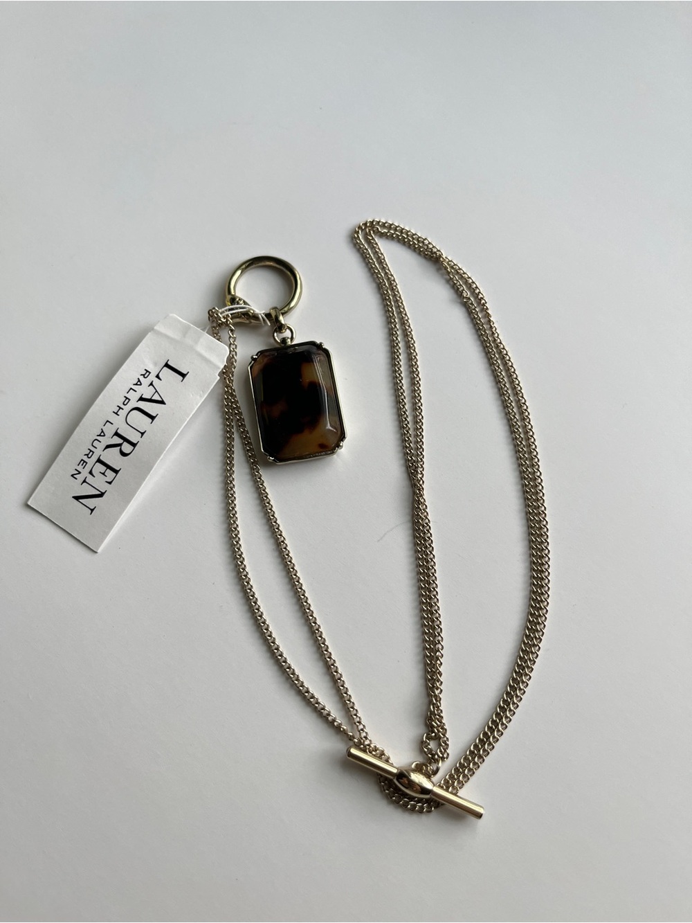 Lauren Ralph Lauren Gold Chain Necklace with Tortoiseshell Pendant